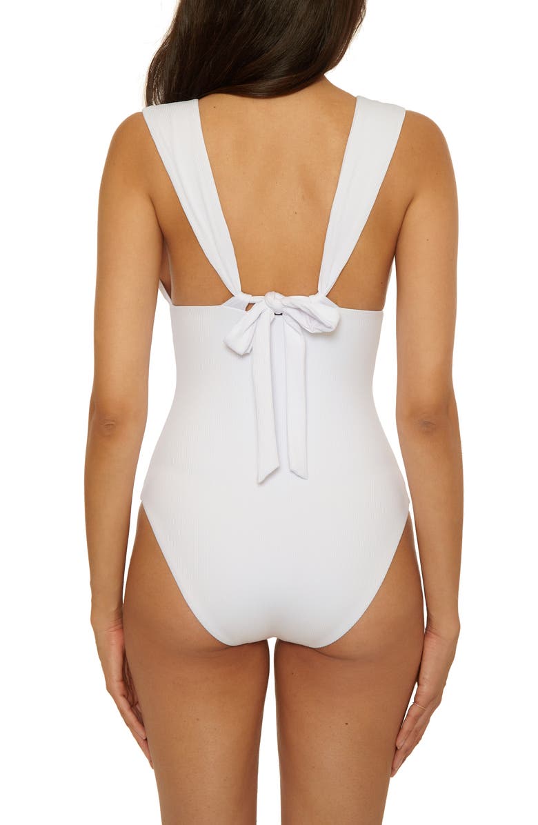 Becca Modern Edge Rib One-Piece Swimsuit, Alternate, color, White