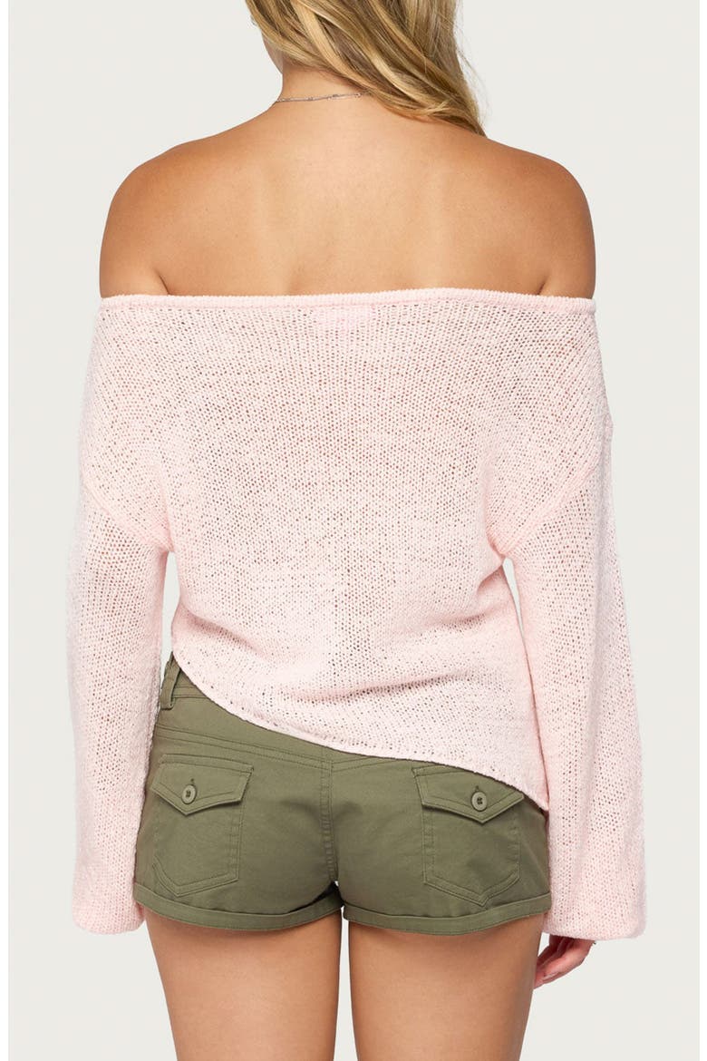 Deja Off the Shoulder Asymmetric Sweater, Alternate, color, LIGHT-PINK