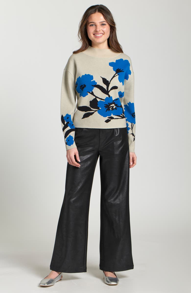 APNY Floral Mock Neck Sweater, Alternate, color, Blue Multi