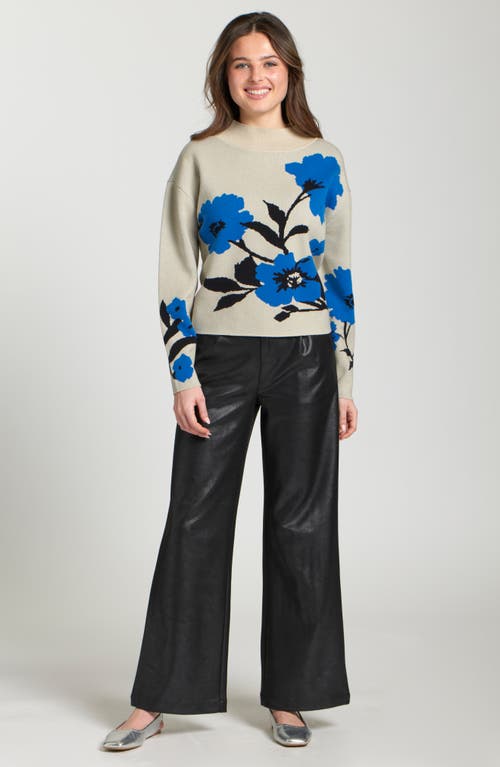 Apny Floral Mock Neck Sweater In Multi