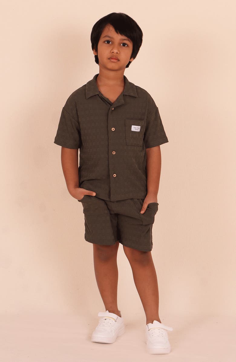 TINY TRIBE Kids' Textured Camp Shirt, Alternate, color, Olive