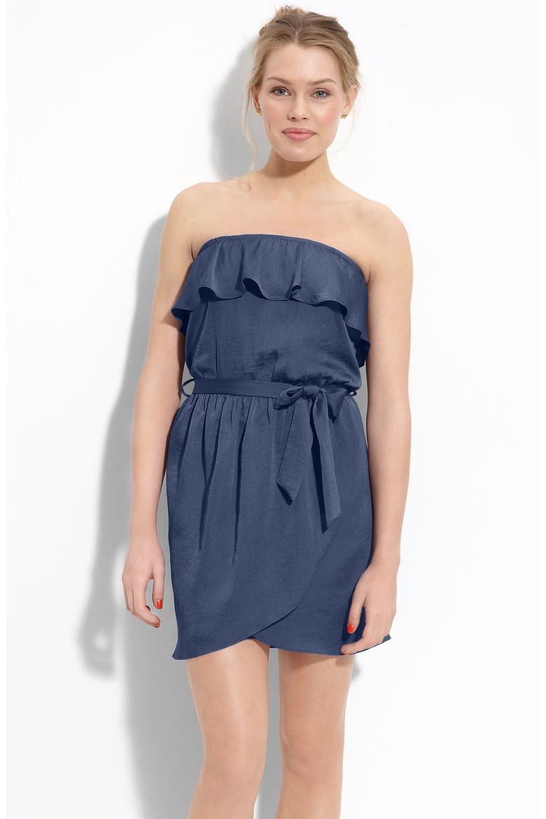 Ruffled Strapless Dress, Main, color, NAVY