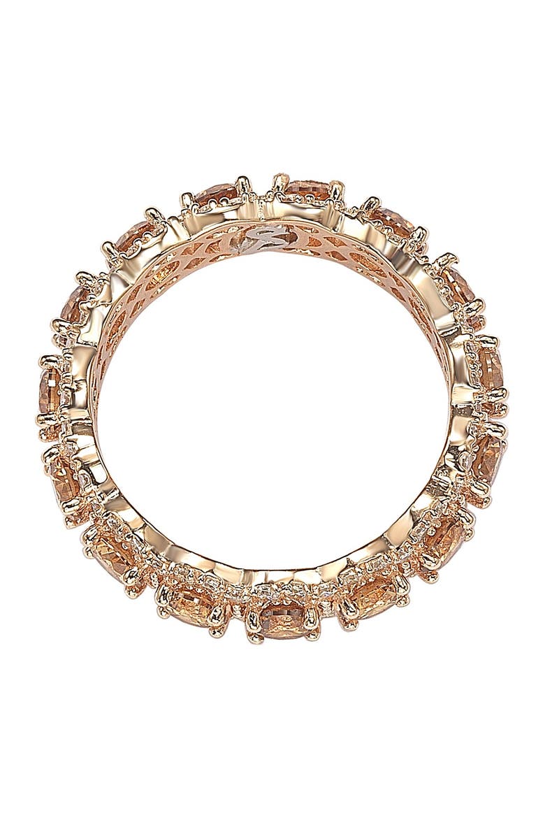 Rose Sterling Silver Champagne & White Cubic Zirconia Eternity Band Ring, Alternate, color, BROWN