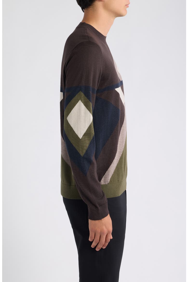 Wool Crewneck Sweater, Alternate, color, BROWN/ GREEN