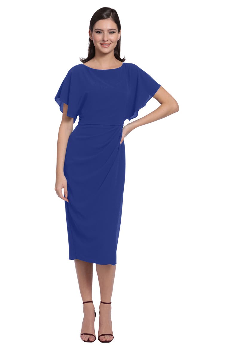 Flutter Sleeve Midi Dress, Alternate, color, SODALITE BLUE