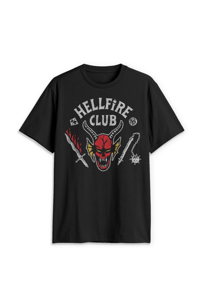 Netflix Men's Hellfire Club Costume Short Sleeve Graphic T-Shirt, Alternate, color, Black