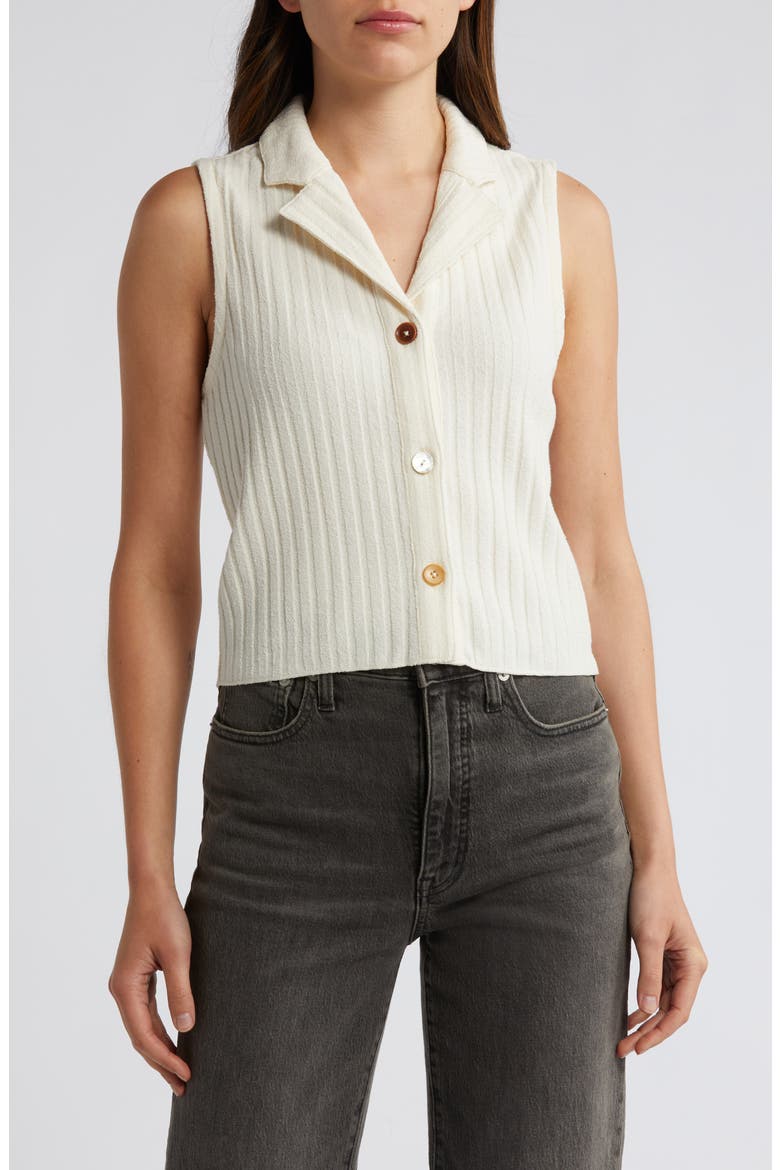 Mixed Button Rib Polo Tank, Main, color, ANTIQUE CREAM