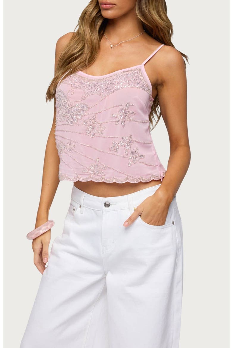 Bead & Sequin Chiffon Camisole, Alternate, color, LIGHT-PINK