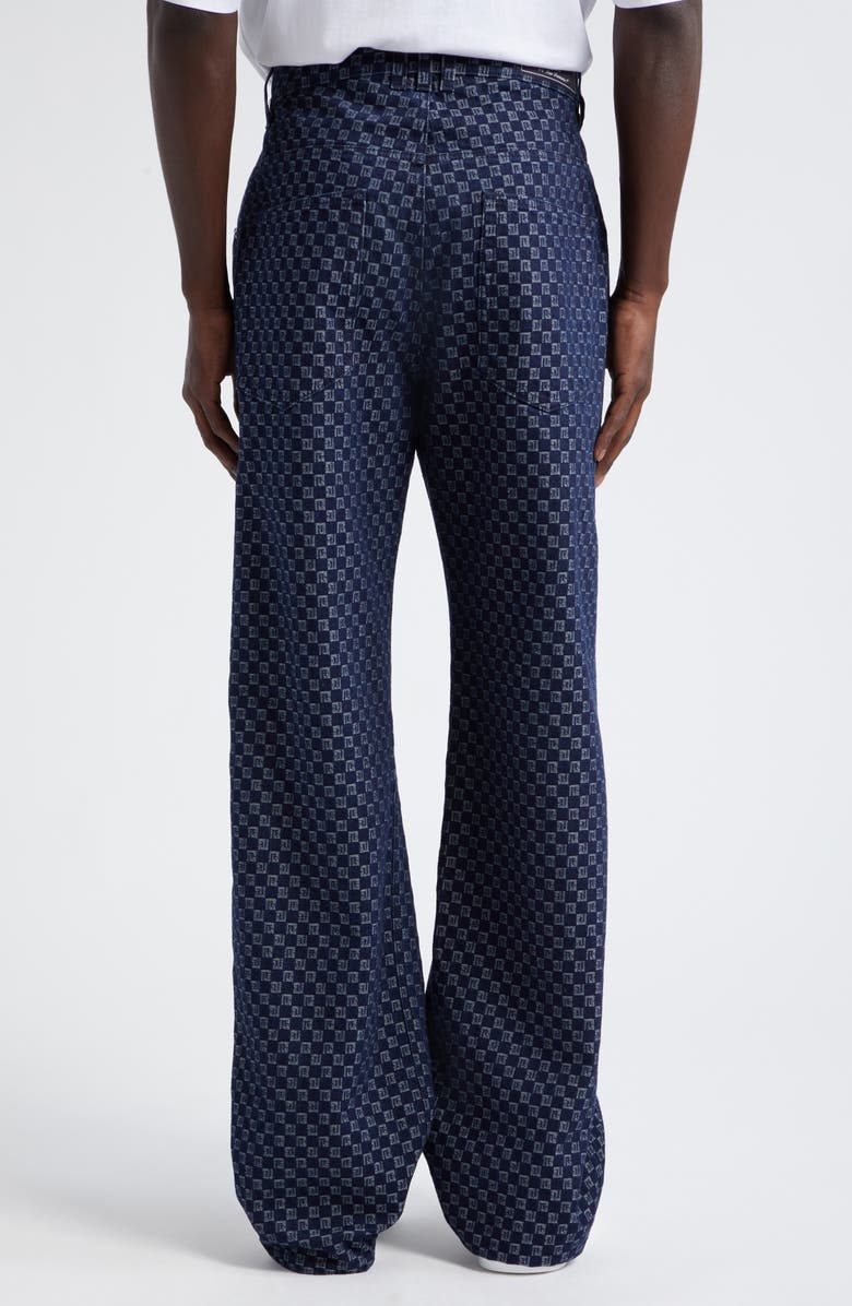 Balmain Mini Monogram Nonstretch Wide Leg Jeans, Alternate, color,
