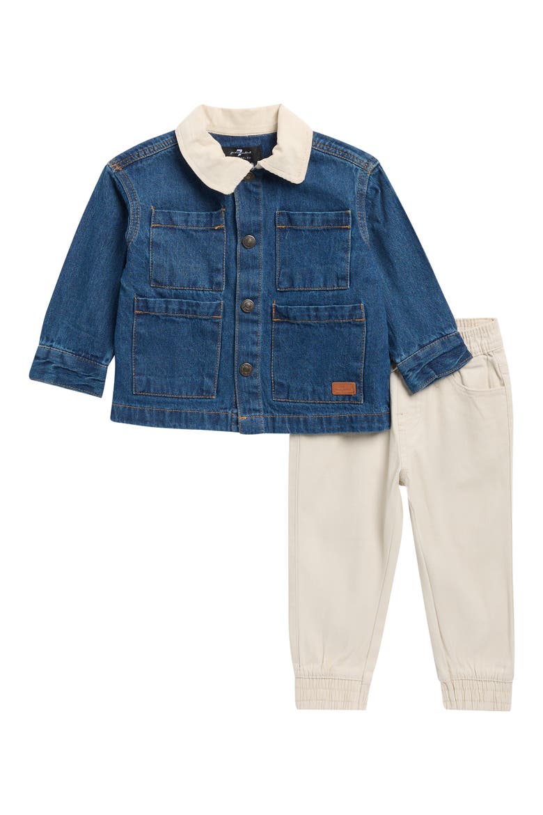 Kids' Denim Barn Jacket Joggers Set, Main, color, DARK INDIGO