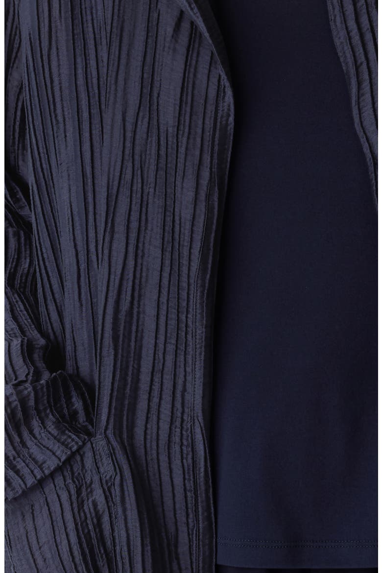 Longline Open Front Crinkle Jacket, Alternate, color, INK