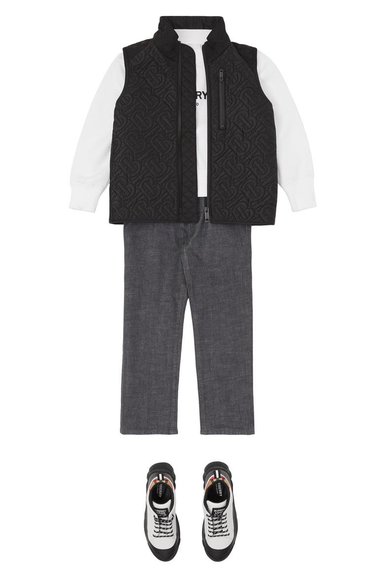 Kids' Giaden TB Monogram Quilted Vest, Alternate, color, BLACK