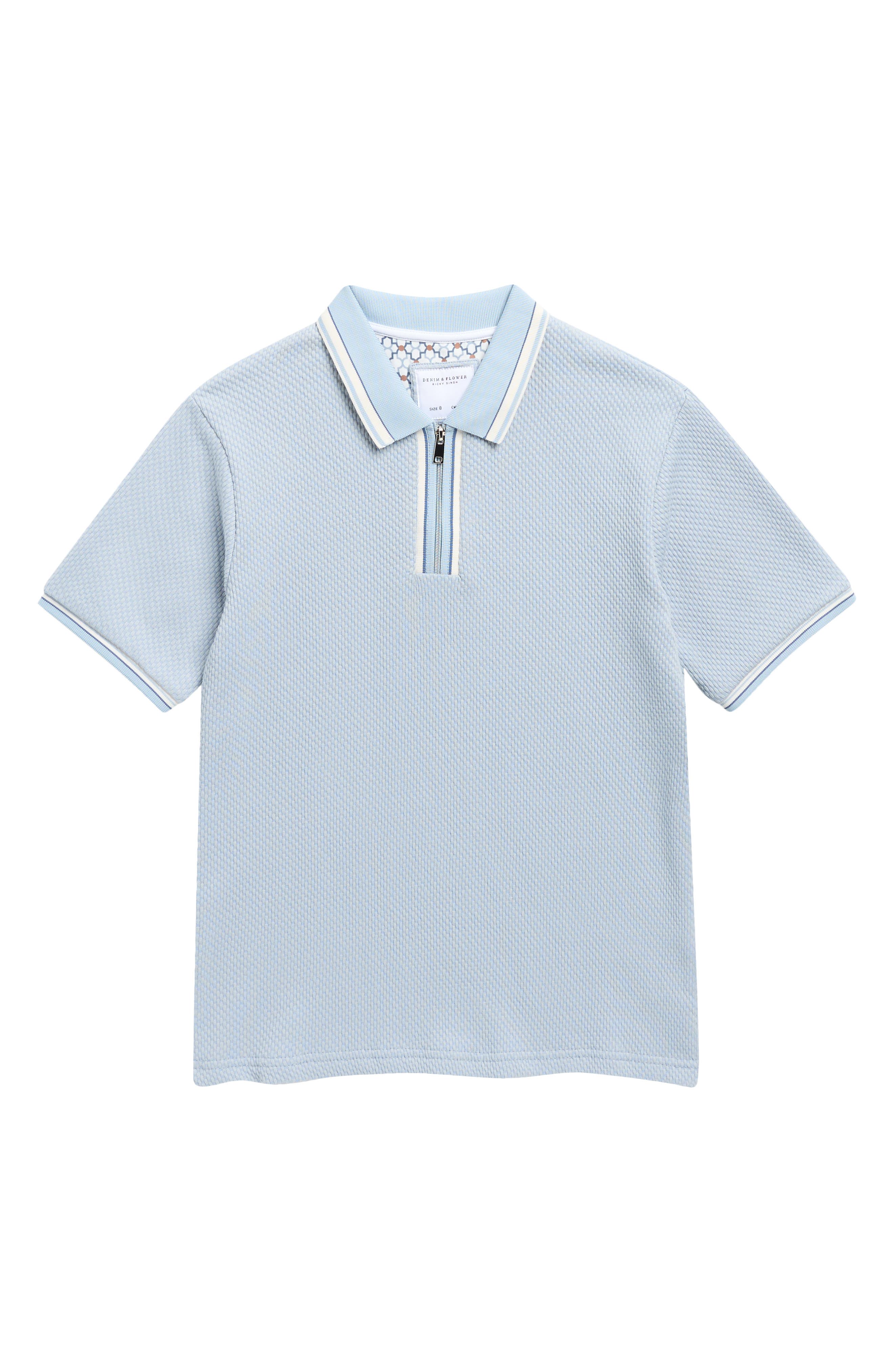 DENIM AND FLOWER Kids' Tipped Quarter Zip Polo