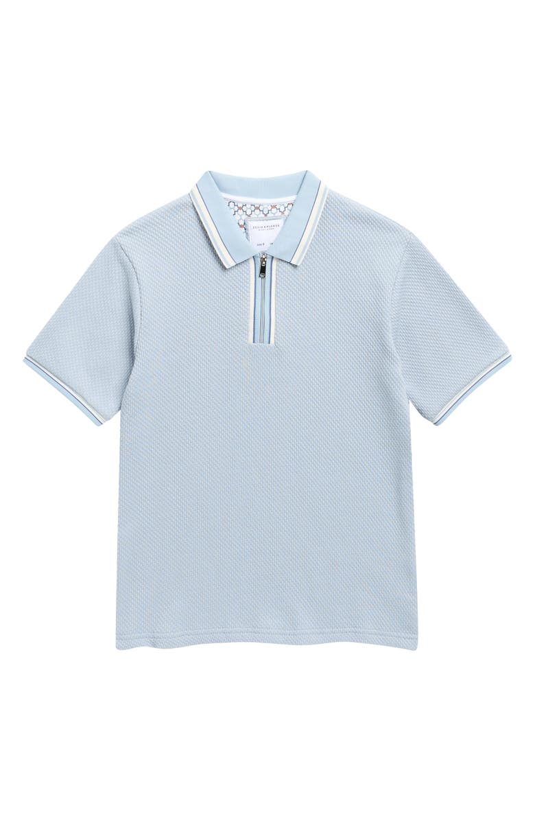 DENIM AND FLOWER Kids' Tipped Quarter Zip Polo, Main, color, Blue