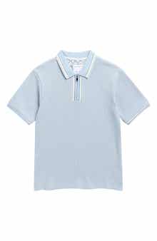 DENIM AND FLOWER Kids' Tipped Quarter Zip Polo