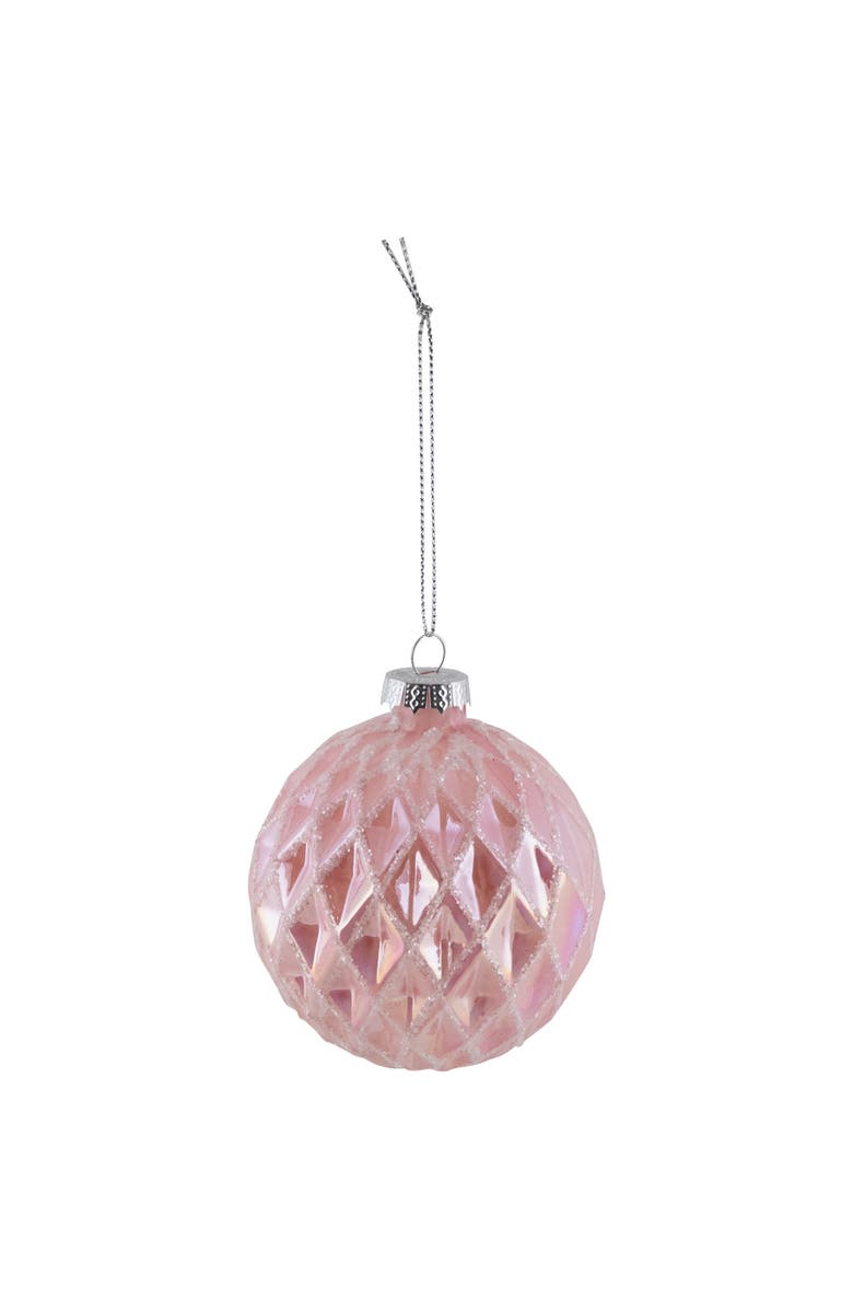 Northlight Glittered Geometric Iridescent Glass Ball Christmas Ornaments - 3" (80mm) - Pink  - 4ct, Alternate, color, Pink