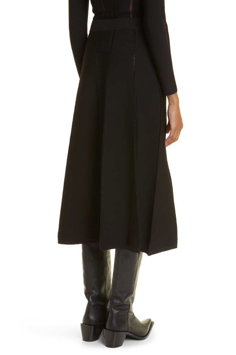 Lace Inset Paneled Knit Skirt, Alternate, color, BLACK