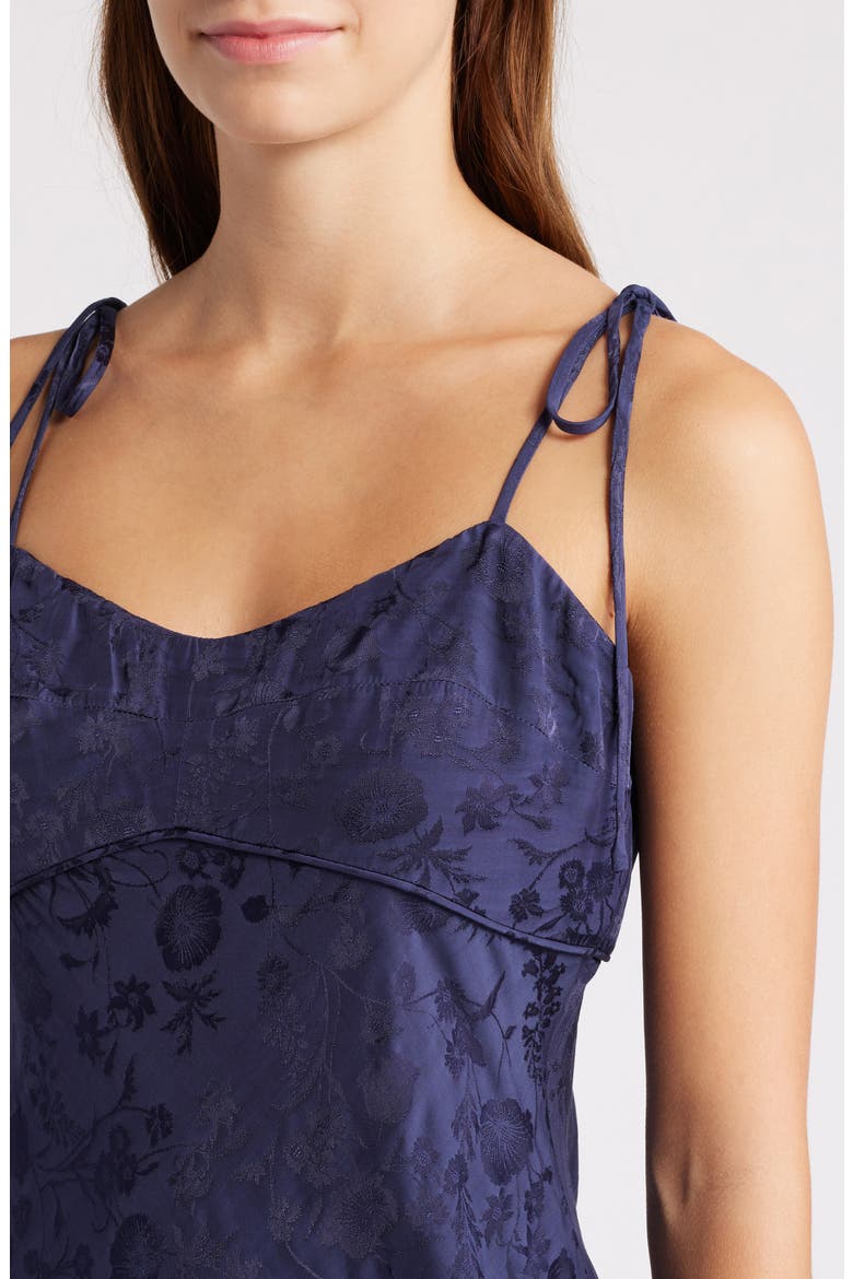 Aitana Floral Tie Strap Brocade Dress, Alternate, color, NAVY