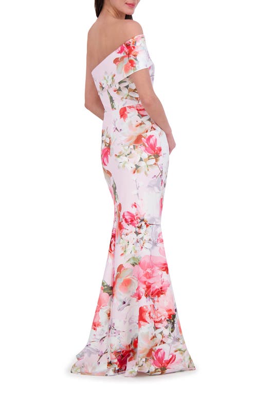 Eliza J Floral Off The Shoulder Mermaid Gown In Blush