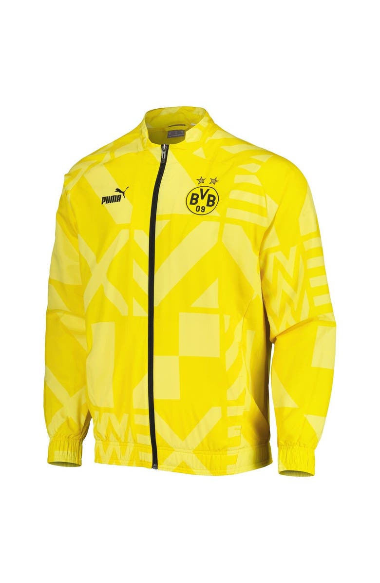 PUMA Men's Puma Yellow Borussia Dortmund Pre-Match Raglan Full-Zip Training Jacket, Alternate, color, Yellow