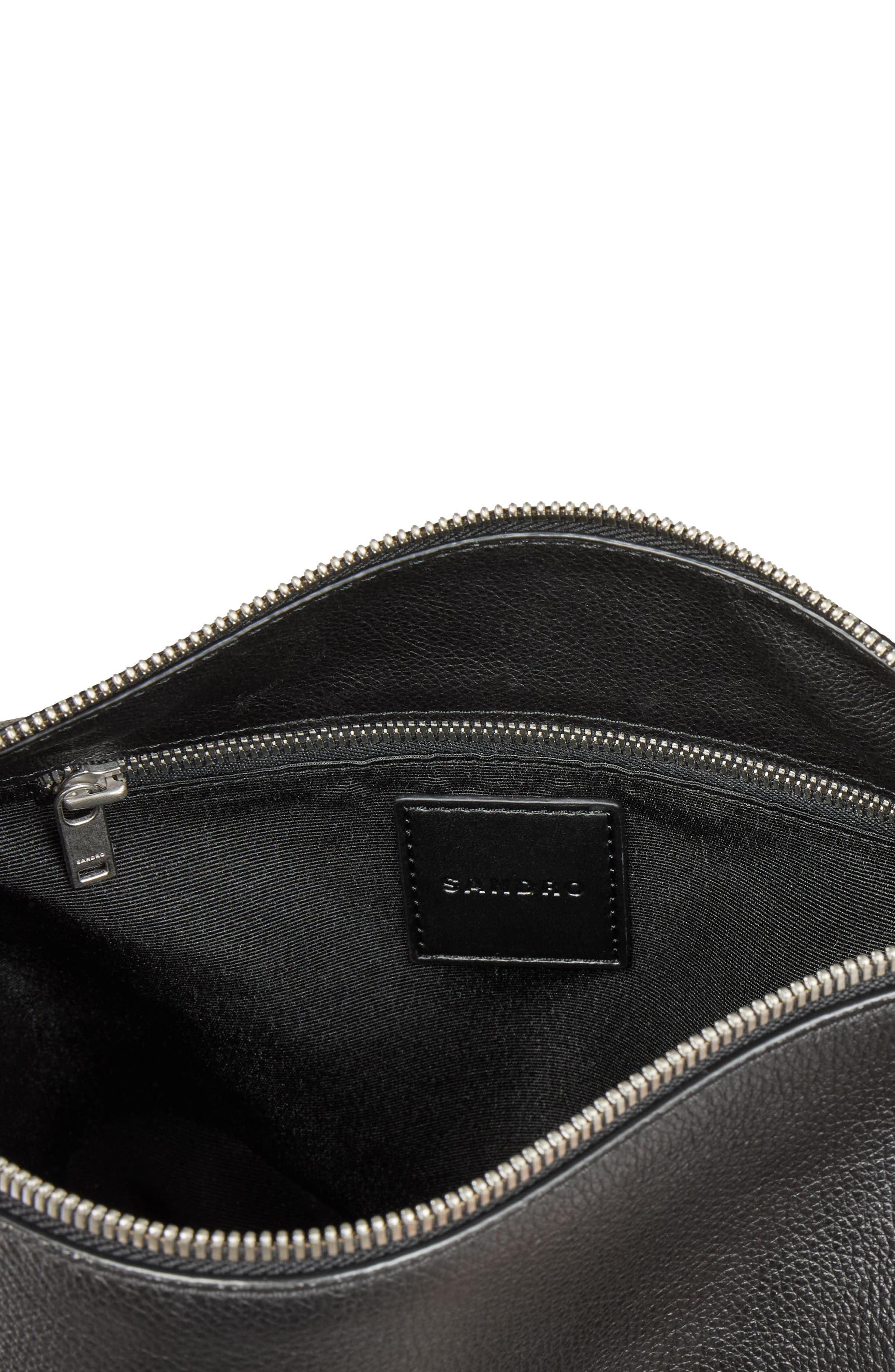 SANDRO Grained leather satchel, Alternate, color, 