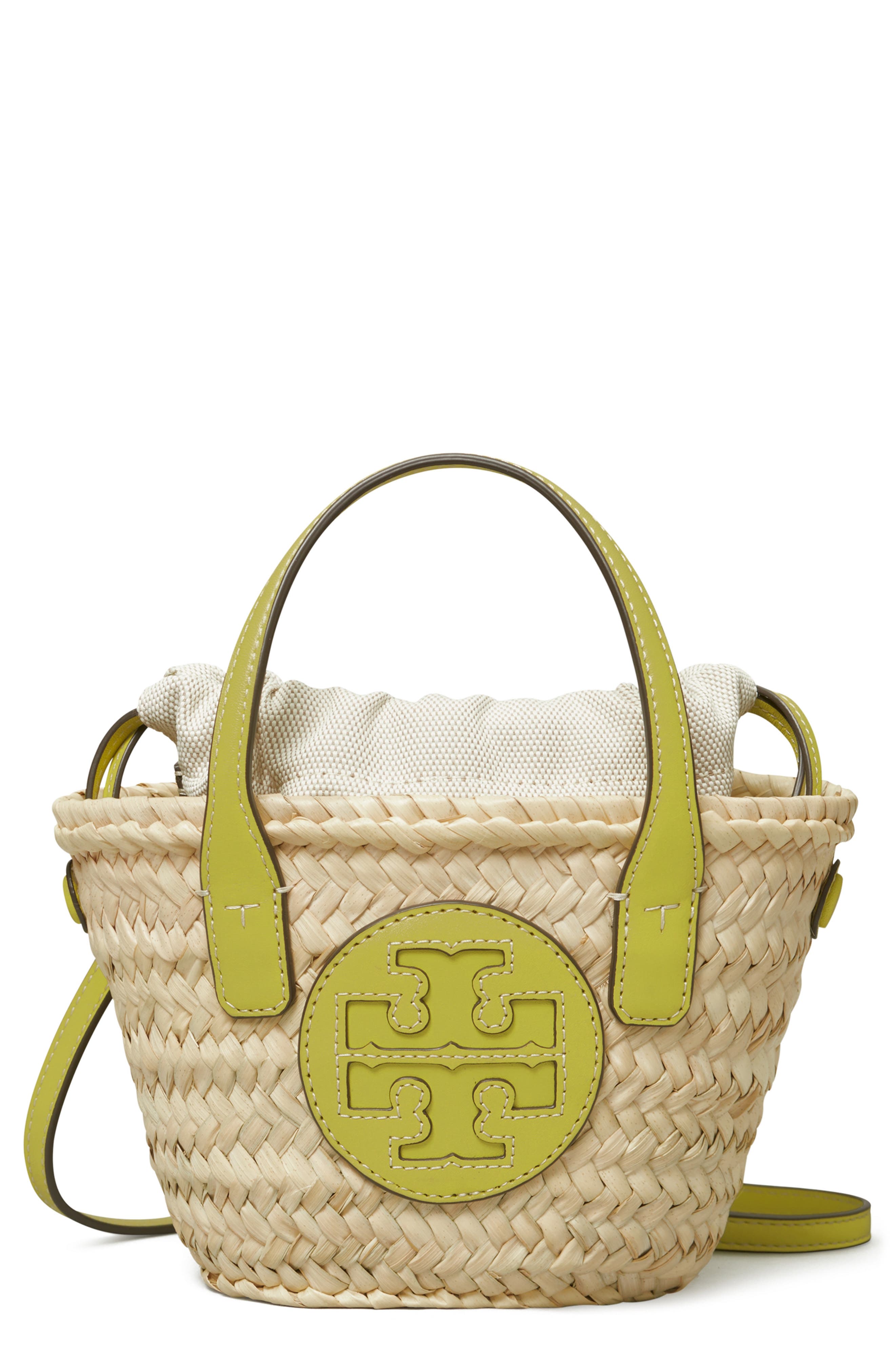 Ella Mini Straw Basket Bag, Main, color, NATURAL / GREEN CITRINE