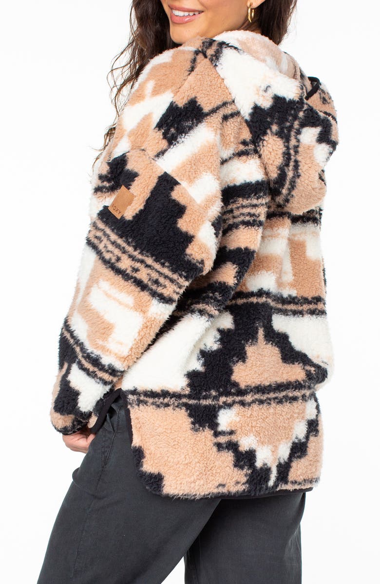 Roxy Morning Mist Hooded Fleece Jacket, Alternate, color, Warm Taupe