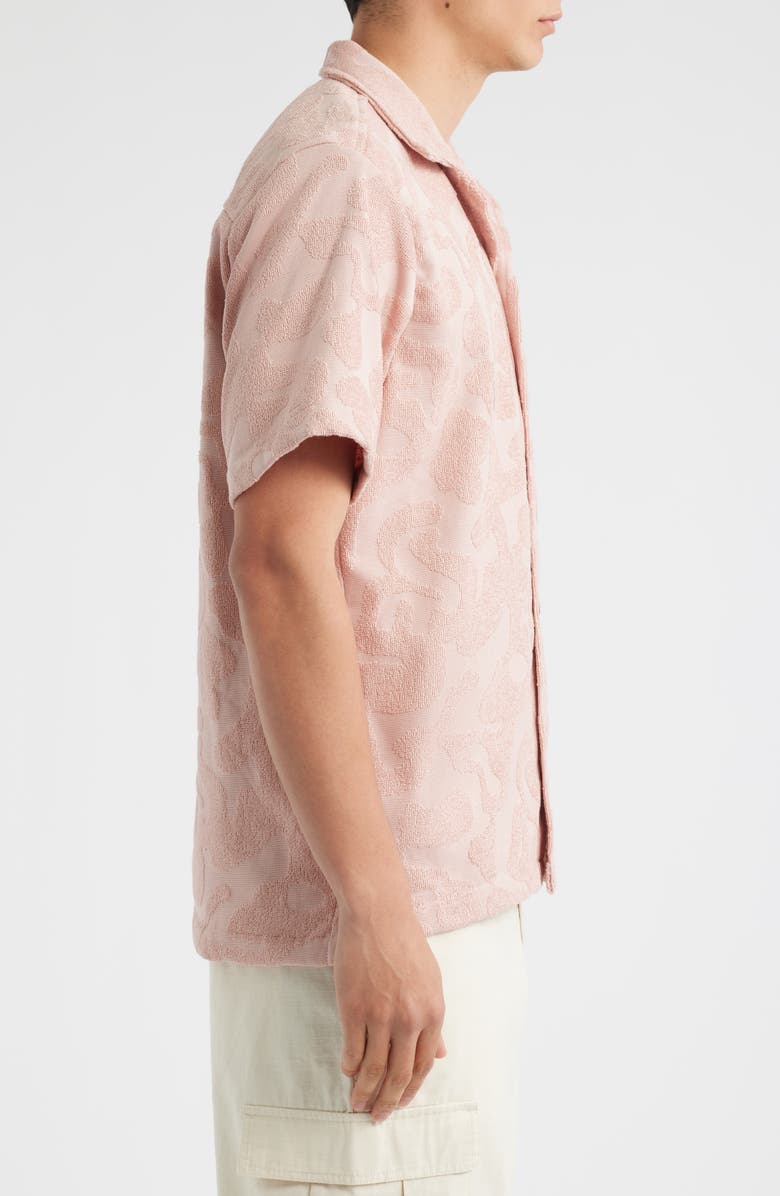 OAS Puzzlotec Texture Terry Cloth Camp Shirt, Alternate, color, Blush