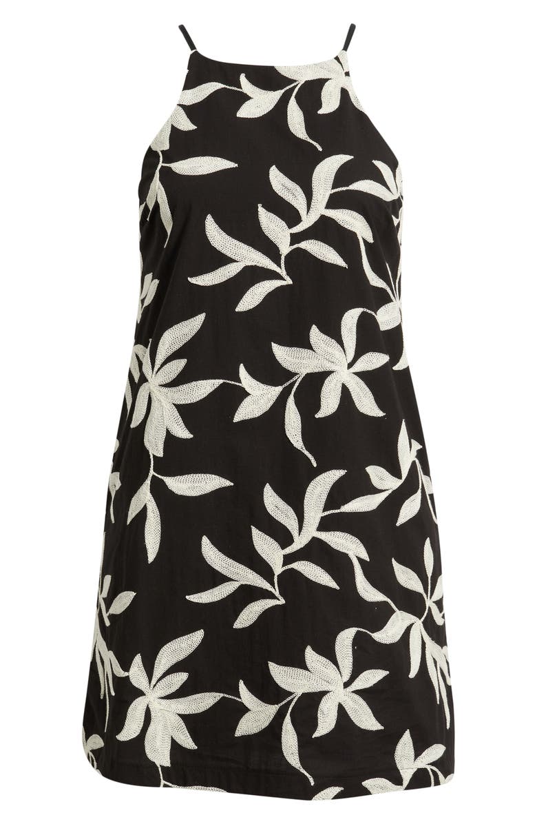 Halogen<sup>®</sup> Floral Embroidered A-Line Minidress, Main, color, Rich Black 060