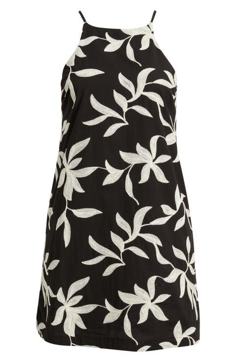 Floral Embroidered A-Line Minidress (Petite)
