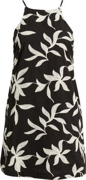 Halogen® Floral Embroidered A-Line Minidress