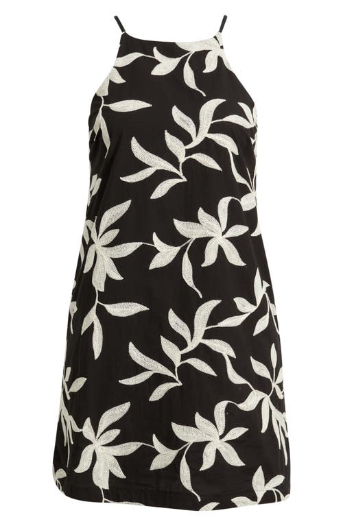 Halogenr Halogen(r) Floral Embroidered A-line Minidress In Black