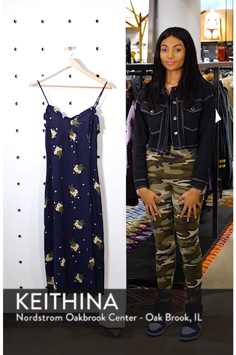 Ruffle Trim Floral Print Midi Dress video