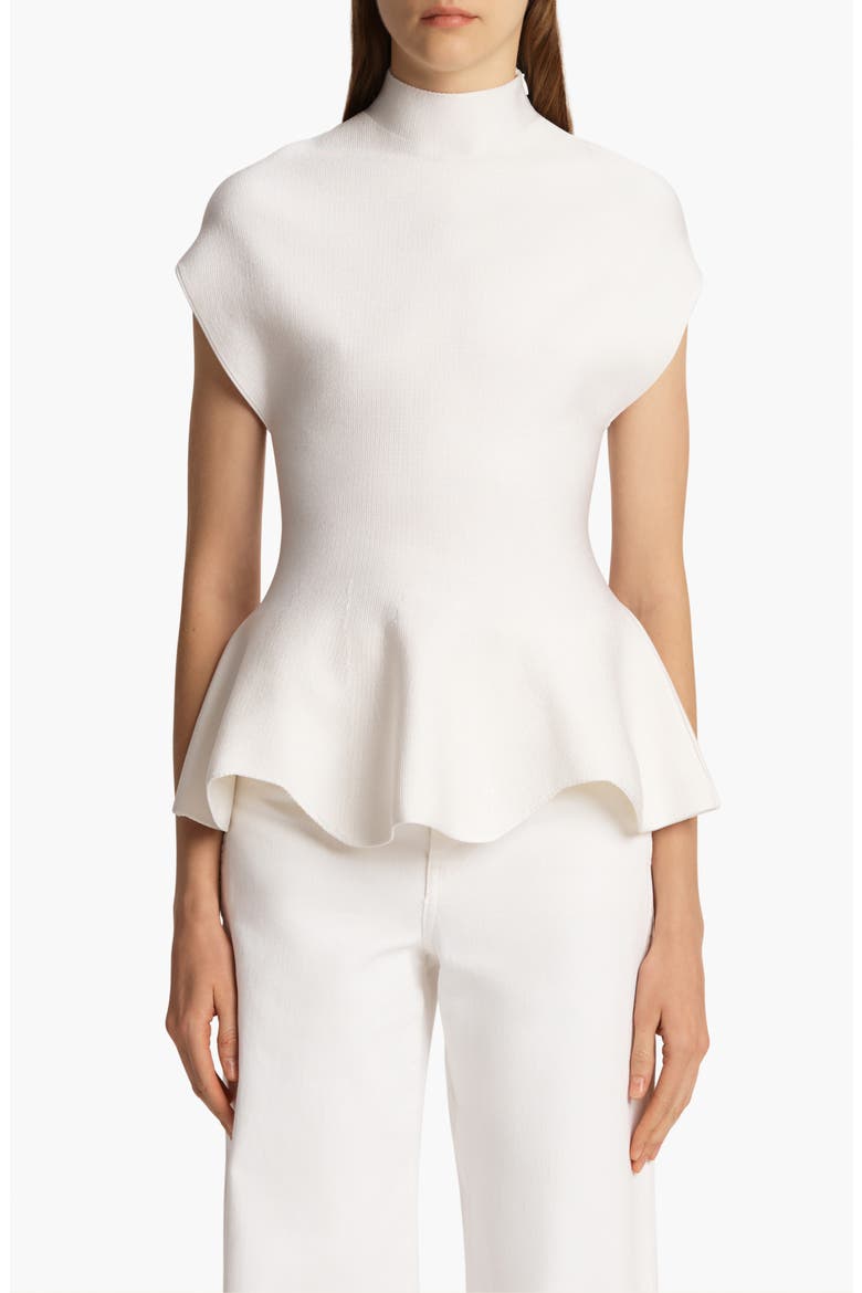 Andra Mock Neck Peplum Knit Top, Main, color, GLAZE