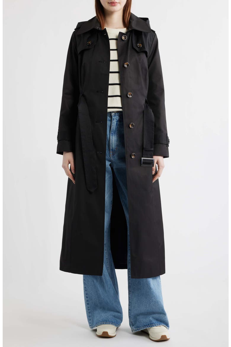 Cotton Blend Trench Coat, Alternate, color, BLACK