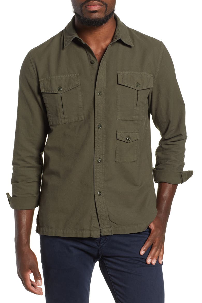 Pioneer Tri-Pocket Long Sleeve Slim Fit Shirt, Main, color, SULFUR OAK GROVE