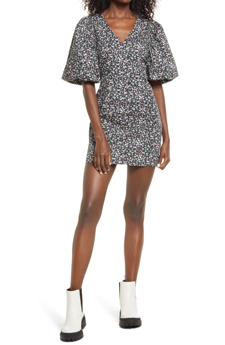 Endless Rose Floral Puff Sleeve Minidress, Main, color,