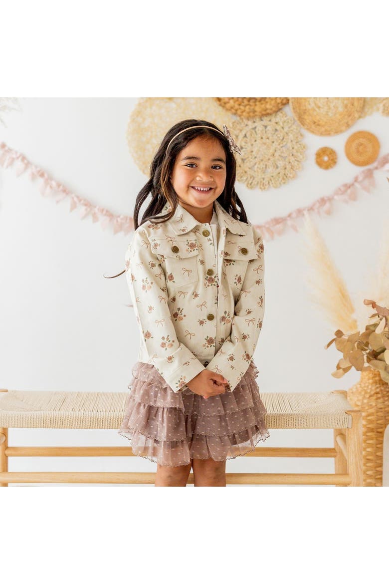 Mocha Floral Denim Jacket, Alternate, color, Ivory