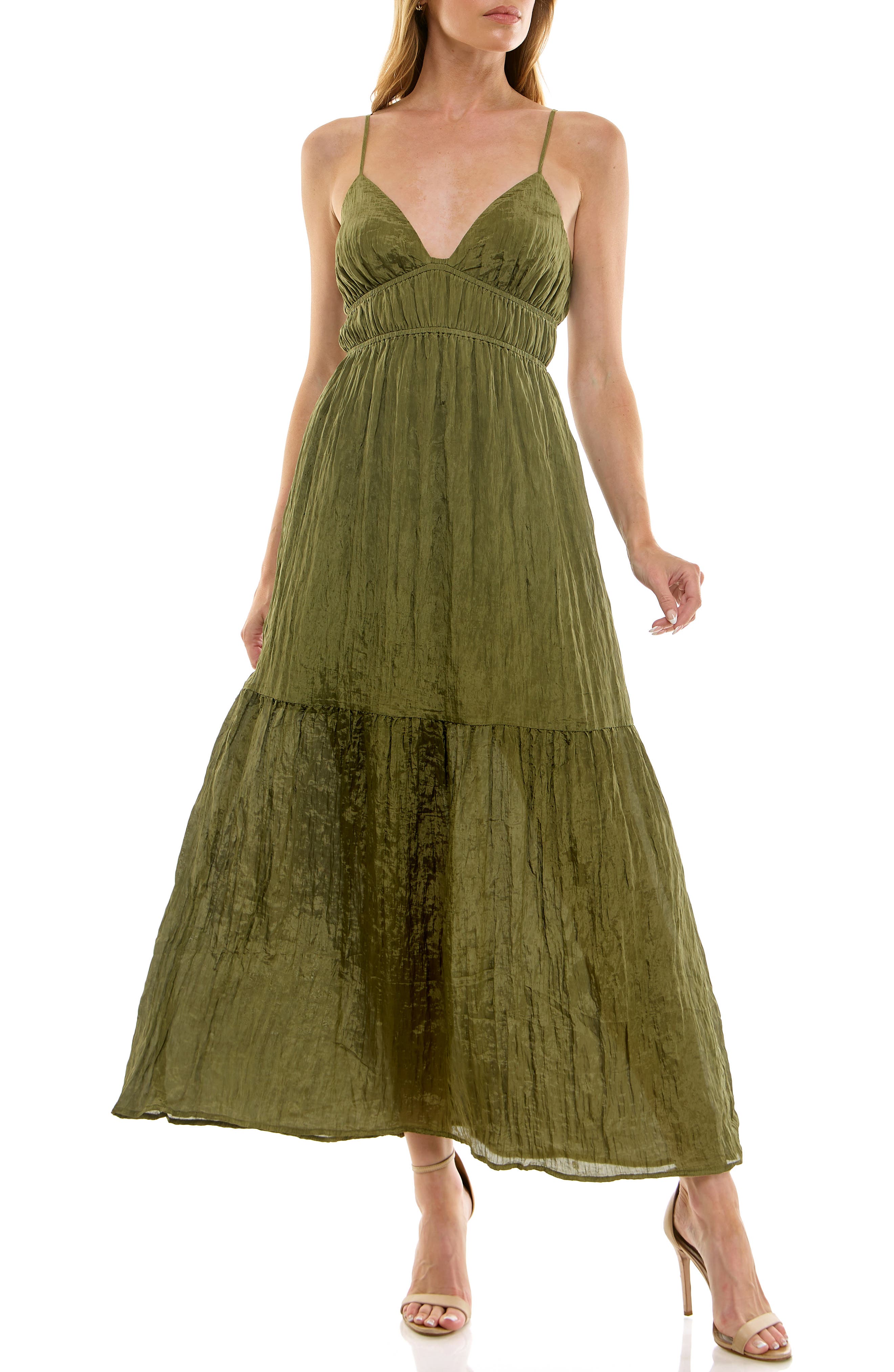 Socialite Cami Empire Waist Tiered Maxi Dress