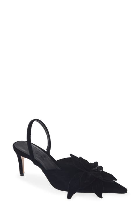 Flower Velvet Slingback Pump