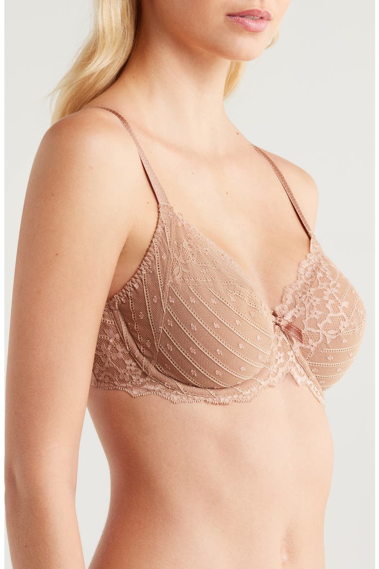 Rive Gauche Full Coverage Underwire Bra, Alternate, color, COFFEE LATTE/ ROSE AUTH-C19