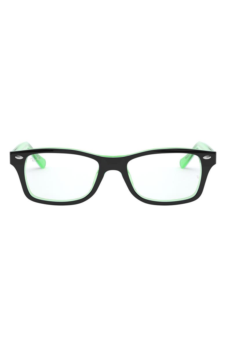 Ray-Ban Kids' 48mm Rectangular Optical Glasses, Main, color, Transparent Green