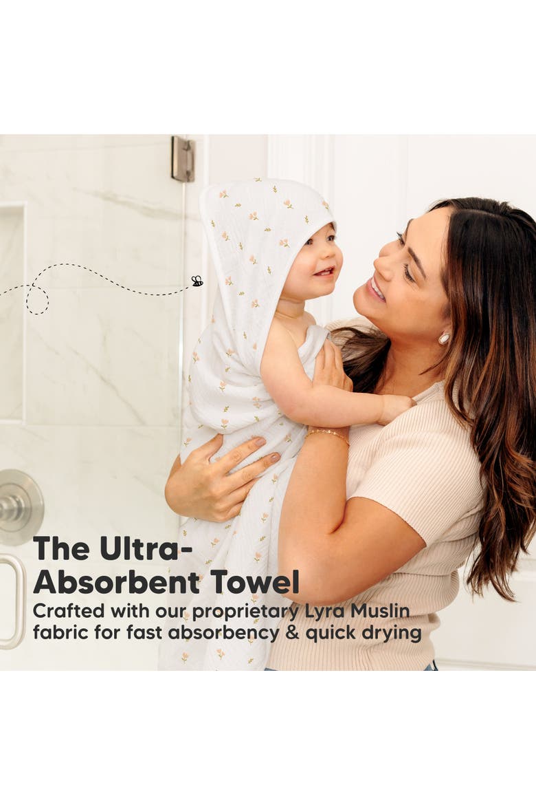 Lyra Muslin Hooded Towel, Alternate, color, Tulips