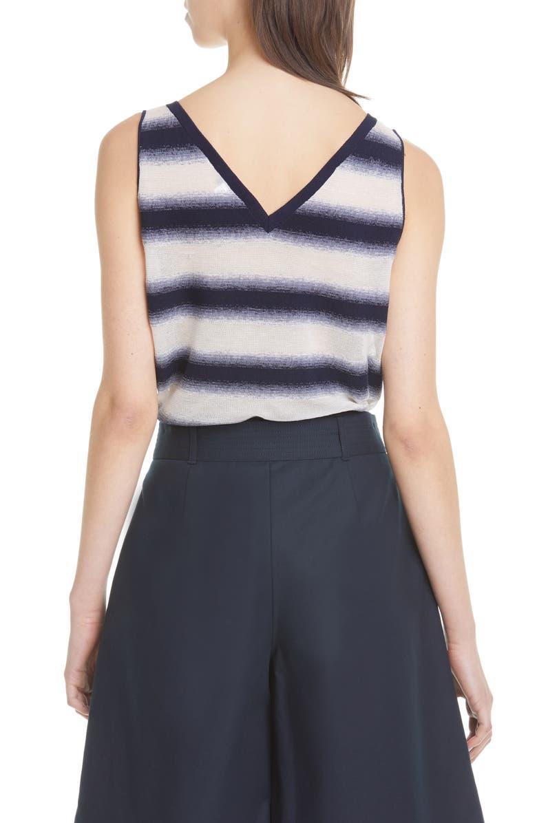 Lafayette 148 New York Sheer Stripe V-Neck Tank, Alternate, color, 