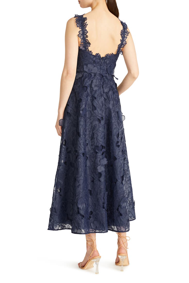 Juliette Embroidered Floral Organza A-Line Cocktail Dress, Alternate, color, SAPPHIRE