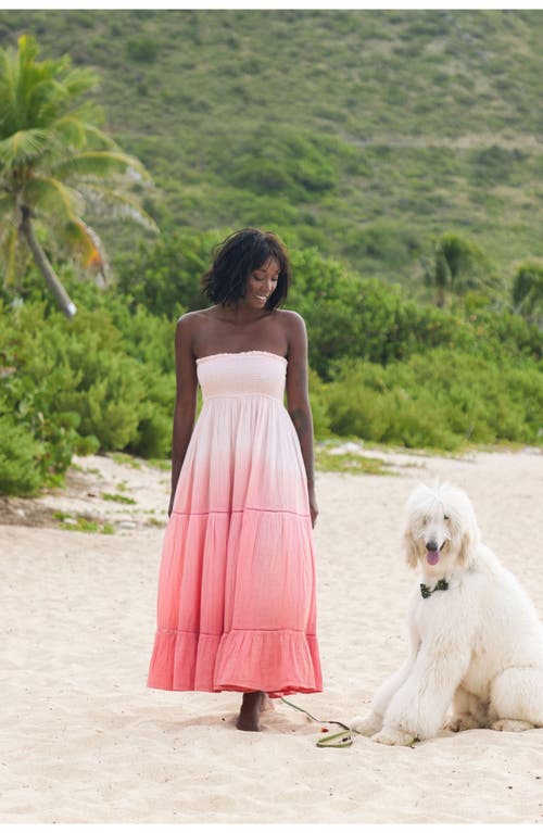 Mer St. Barth Strapless Maxi Dress Rose Ombre In Pink