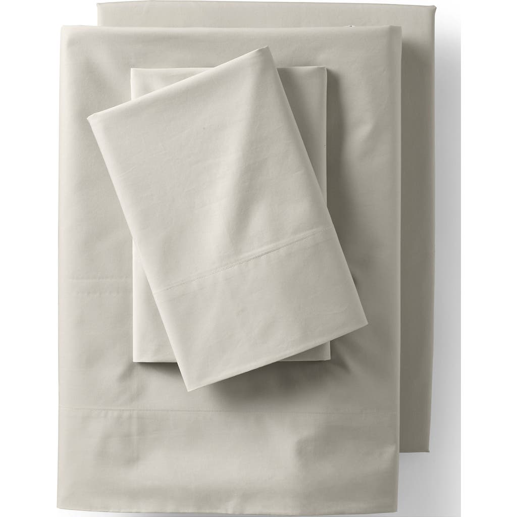 Lands' End 400 Thread Count Organic Cotton Percale Pillowcases In Light Stone