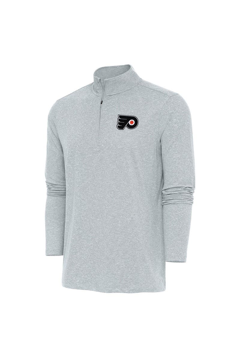 ANTIGUA Men's Antigua  Heather Gray Philadelphia Flyers Hunk Quarter-Zip Pullover Top, Alternate, color, Heather Gray