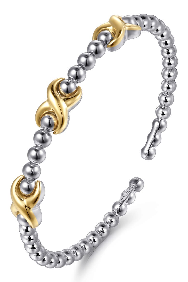 Bujukan Sterling Silver & 14K Gold Bangle Bracelet, Alternate, color, SILVER/ 14K YELLOW GOLD
