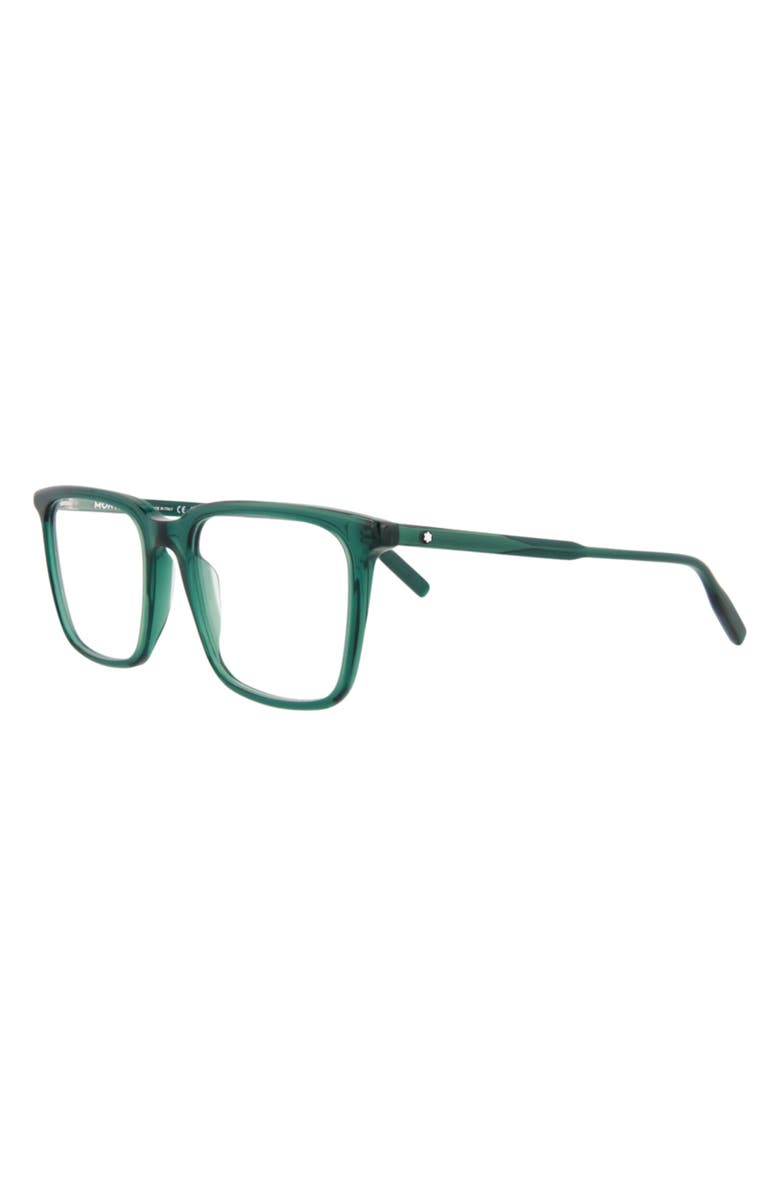 Montblanc 57mm Square Optical Glasses, Alternate, color, Green Transparent